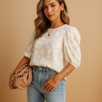 Women’s floral elegant top with a chic fit, ideal for casual wear or formal outfits with jeans or skirts.