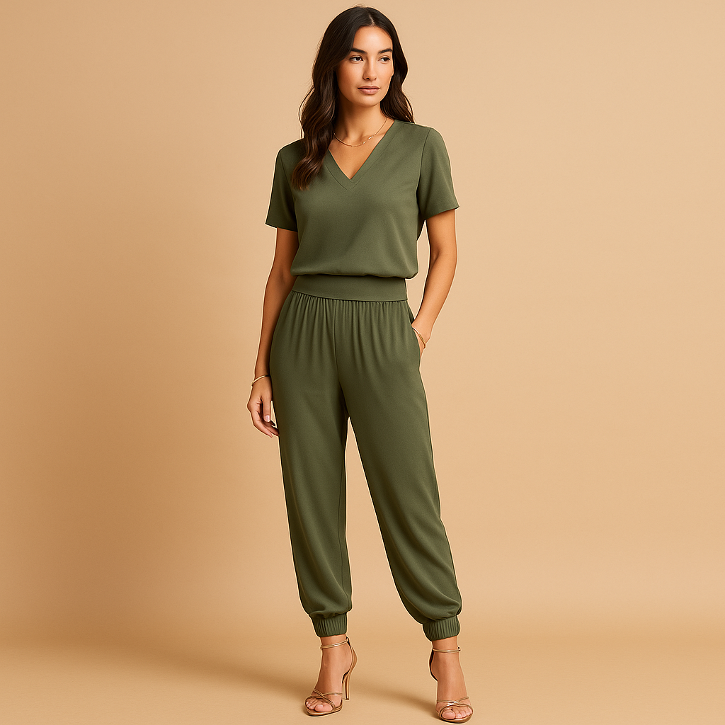 Women’s floral two-piece outfit with lightweight top and matching pants, ideal for summer days, casual wear, or relaxed occasions.