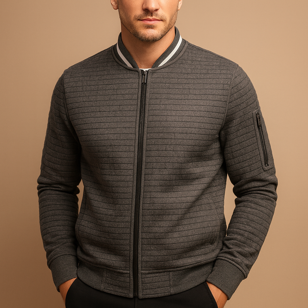 Men’s half zip cable knit sweater with a classic design and regular fit, ideal for autumn and winter wear, offering warmth and timeless style.