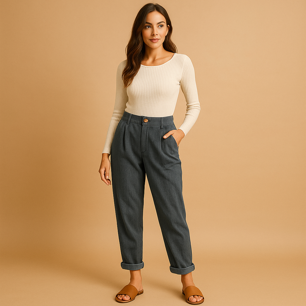 Women’s high waist corduroy pants with relaxed fit and straight legs, available in multiple colors, ideal for autumn casual and stylish outfits.