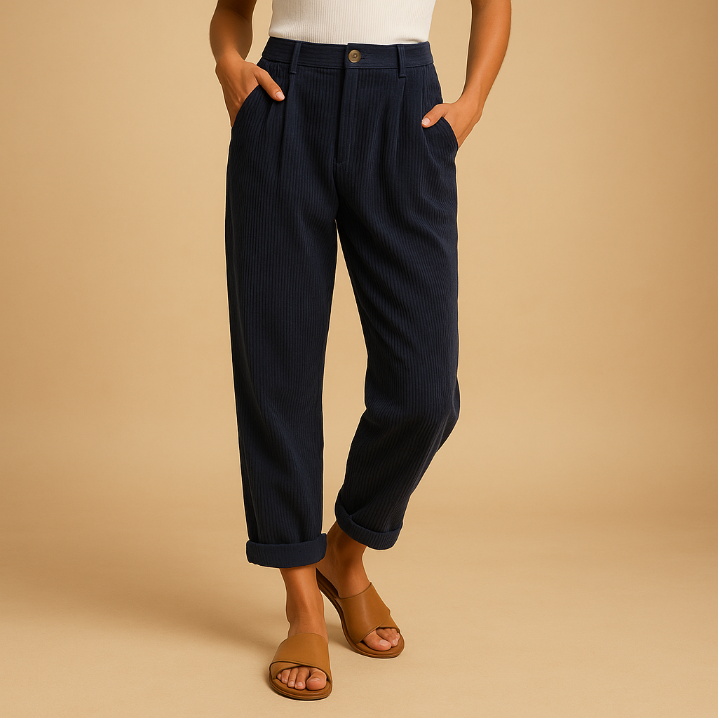 Women’s high waist corduroy pants with relaxed fit and straight legs, available in multiple colors, ideal for autumn casual and stylish outfits.