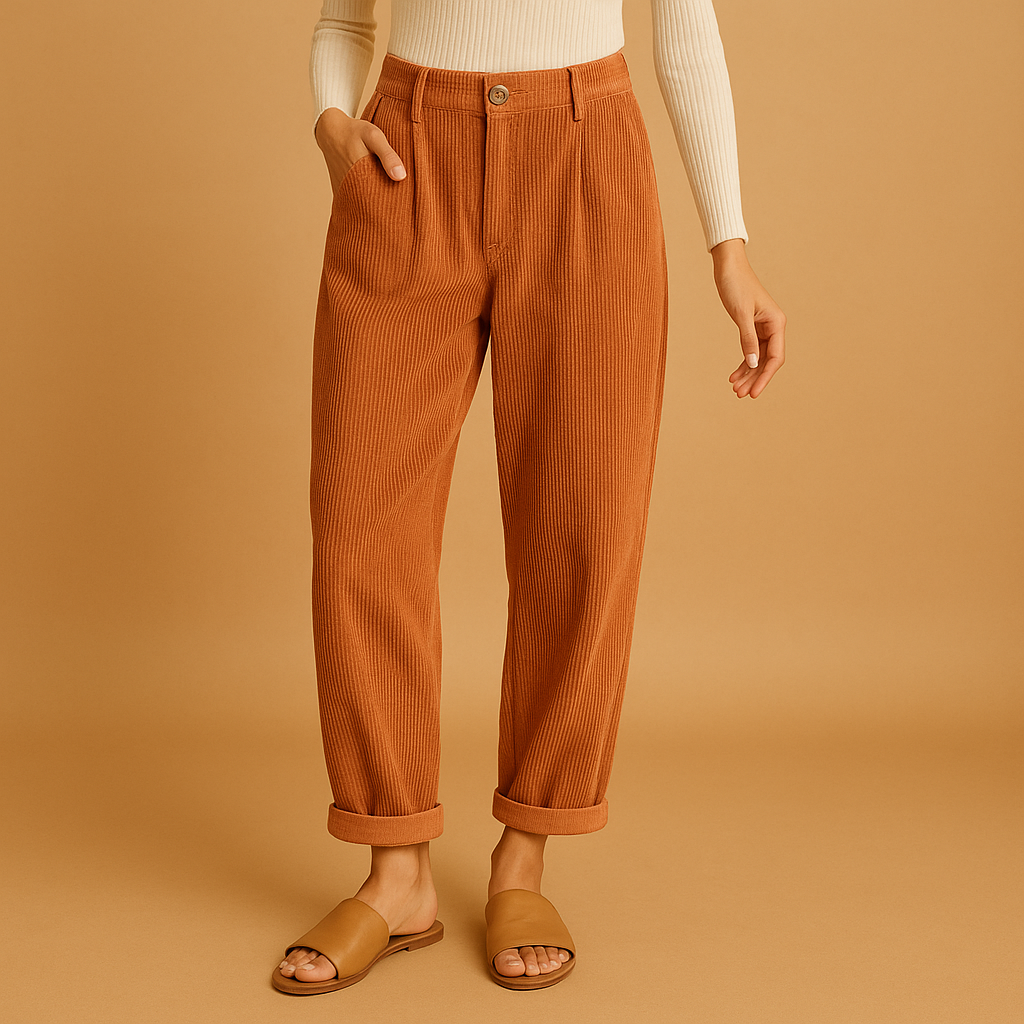 Women’s high waist corduroy pants with relaxed fit and straight legs, available in multiple colors, ideal for autumn casual and stylish outfits.