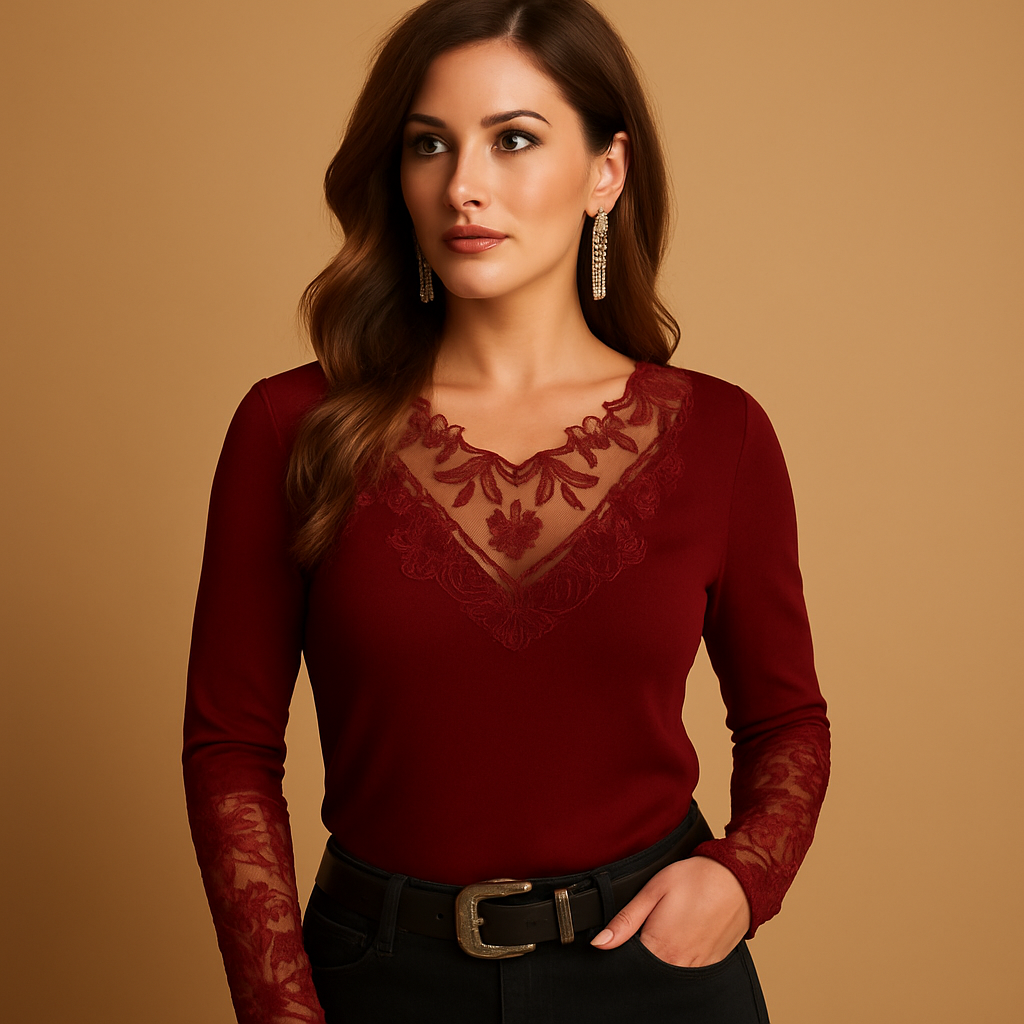 Women’s lace blouse with a feminine fit, styled for daily wear and elegant evening occasions.