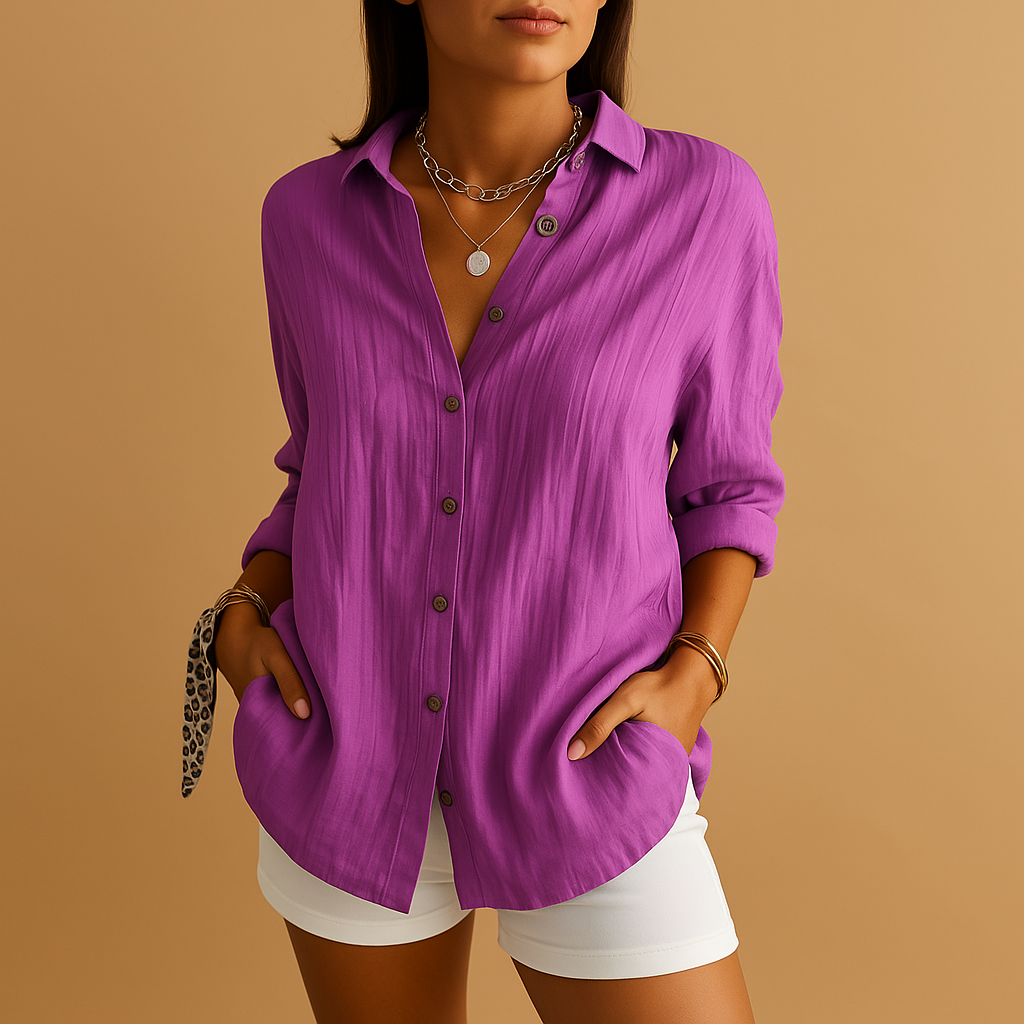 Women’s lightweight airy blouse with a breathable feel and comfortable fit, suitable for work, leisure, and elegant nights out.