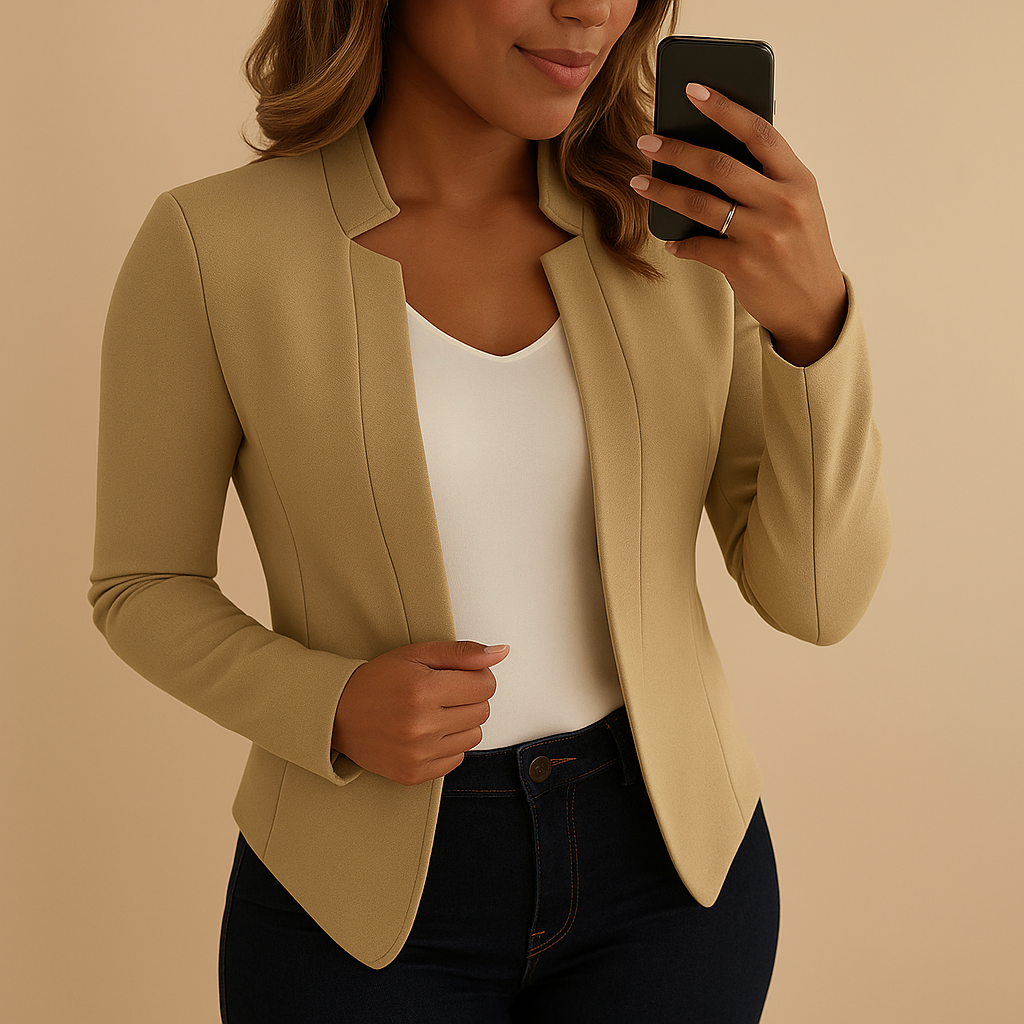 Lightweight women’s blazer with classic lapel and regular fit, ideal for spring and summer outfits.