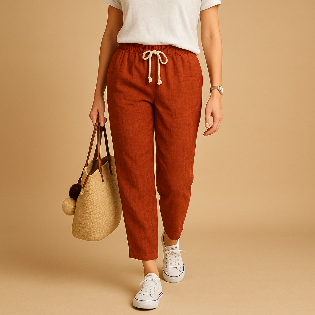 Women’s lightweight casual pants with breathable fabric and flexible fit, ideal for walking, city outings, or everyday casual wear.