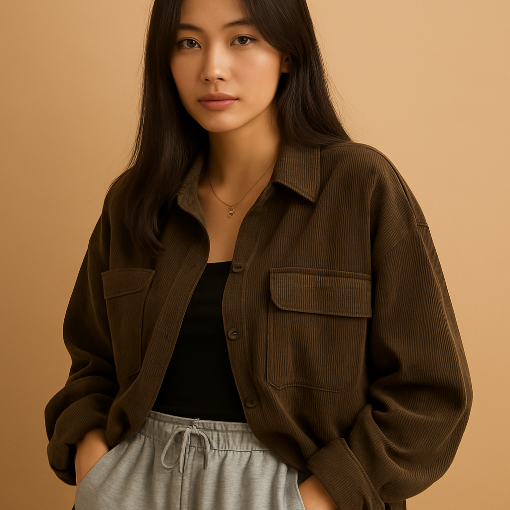 Women’s lightweight corduroy summer jacket with a breathable fit, ideal for everyday wear, casual outings, and stylish summer layering.