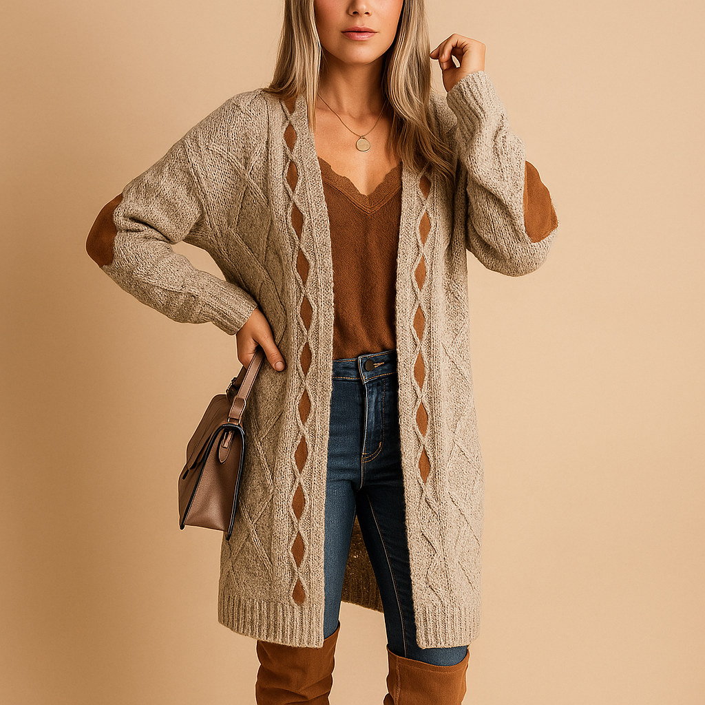 Women’s lightweight knitted hoodie cardigan with long sleeves, perfect for layering in cool summer evenings and transitional seasons.