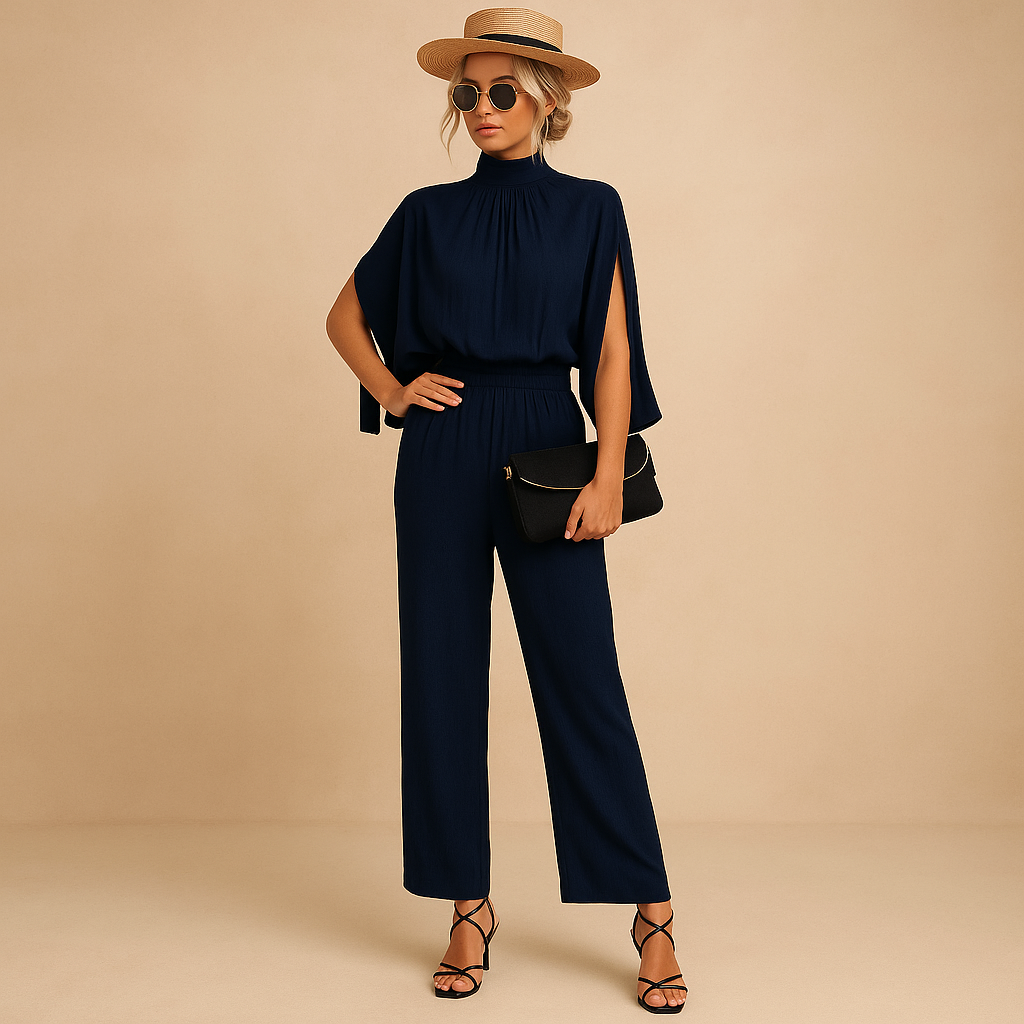 Lightweight summer jumpsuit for women with adjustable straps and pockets, perfect for beach days, casual outings, and warm summer evenings.
