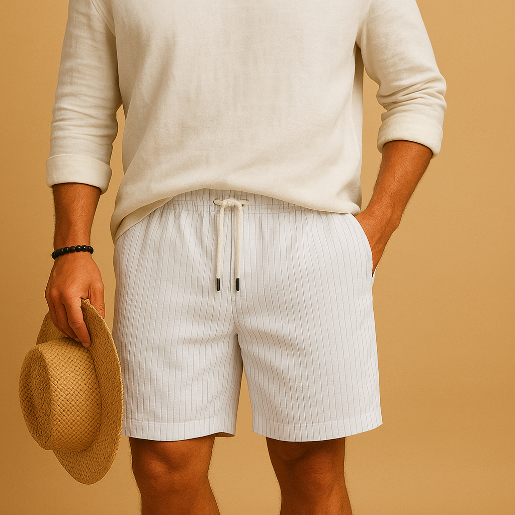 Men’s lightweight summer shorts with elastic waistband and drawstring, ideal for the beach, warm days, or casual wear.