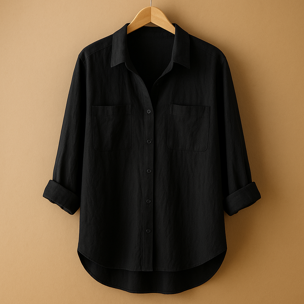 Long sleeve airy blouse for women with a loose fit and classic design, suitable for work, casual outings, and everyday wear.