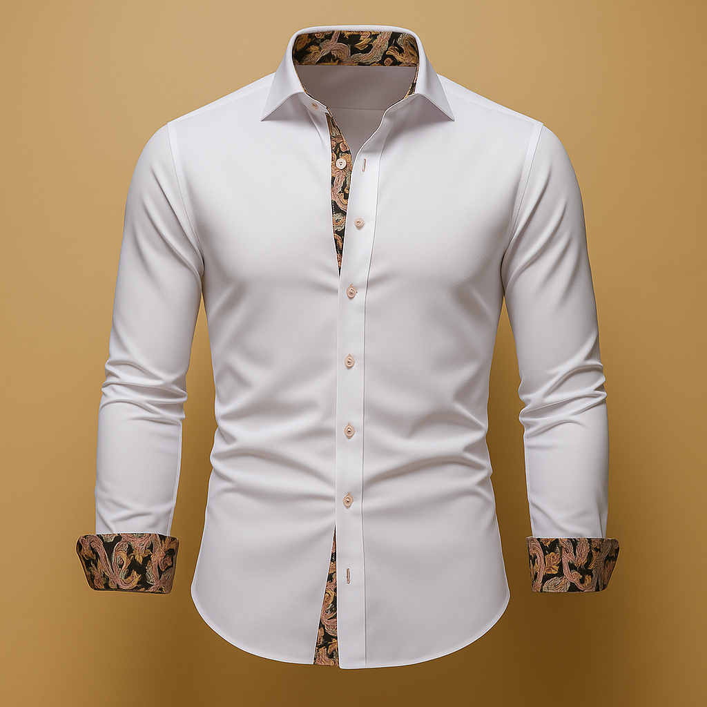 Men’s long sleeve dress shirt with a refined fit and modern look, perfect for formal and casual occasions.