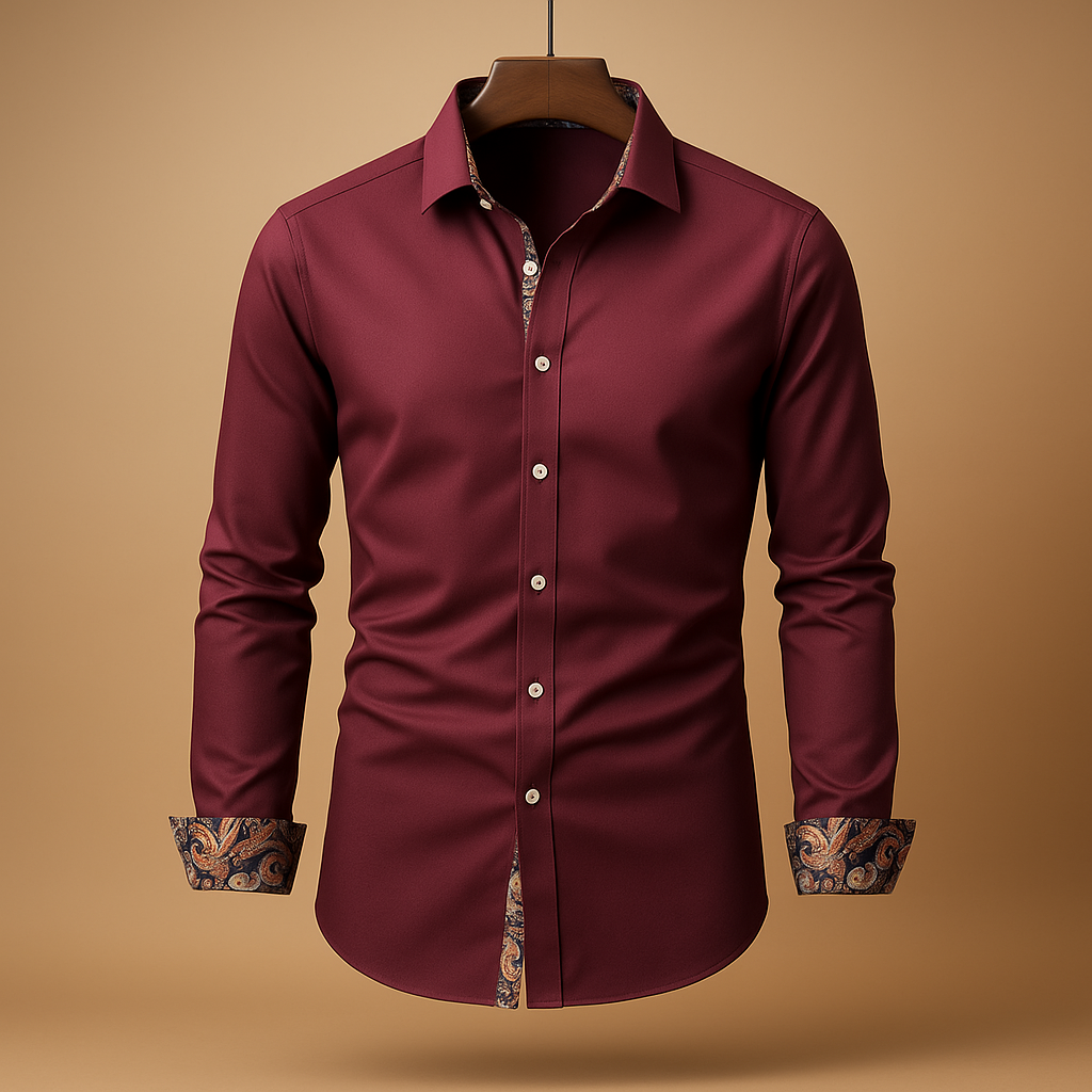 Men’s long sleeve dress shirt with a refined fit and modern look, perfect for formal and casual occasions.