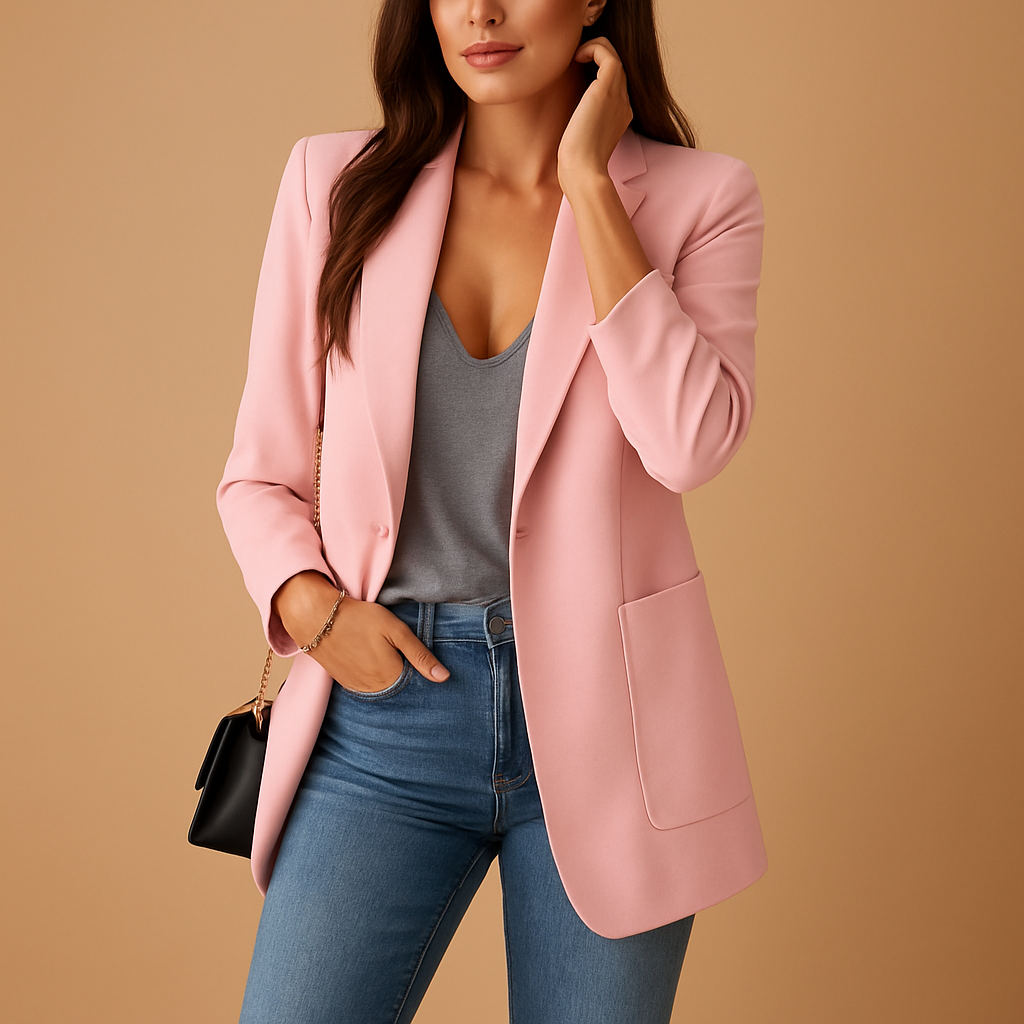 Long slim-fit women’s blazer in multiple classic colors, ideal for office wear, formal events, and stylish everyday looks.