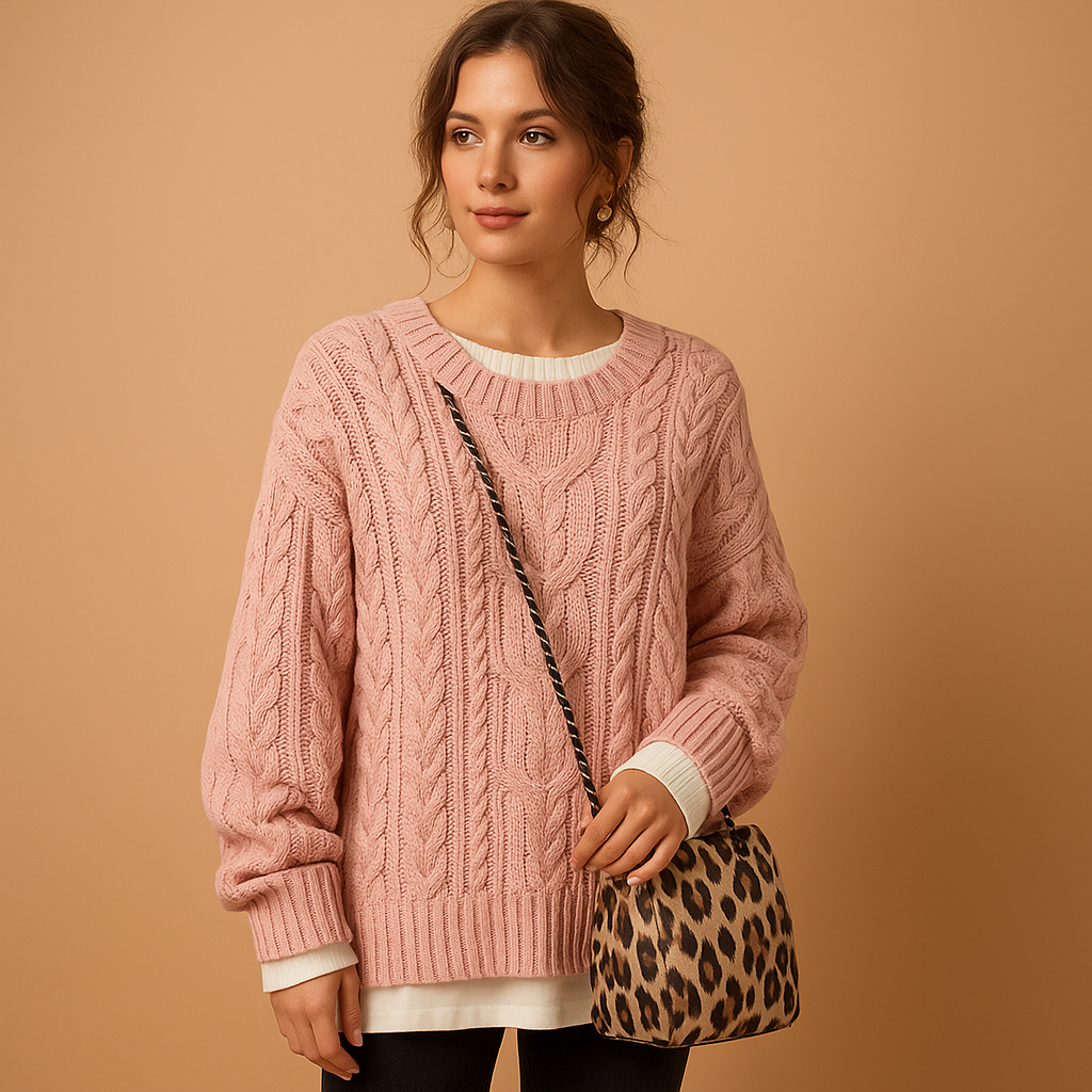 Oversized chunky knit sweater for women with dropped shoulders, extra-long sleeves, and soft breathable fabric. Perfect for casual and layered winter looks.