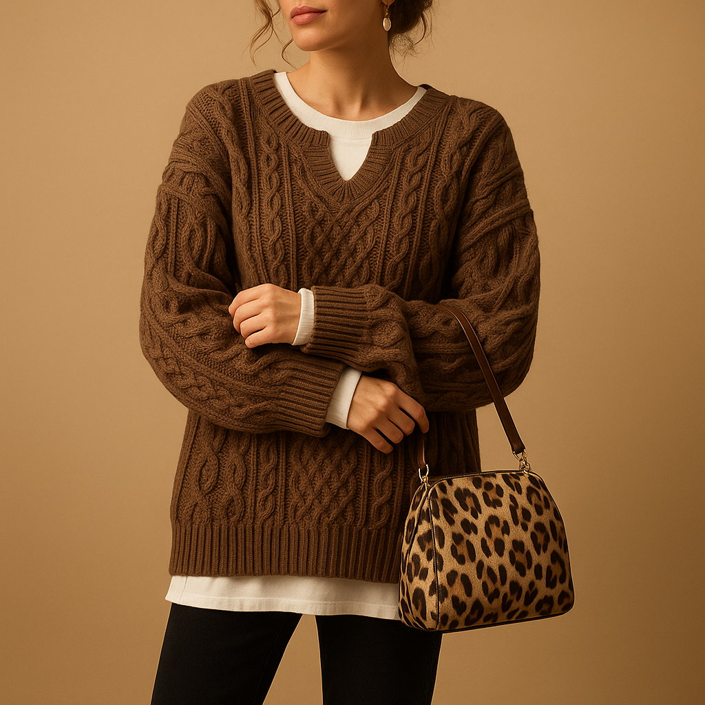 Oversized chunky knit sweater for women with dropped shoulders, extra-long sleeves, and soft breathable fabric. Perfect for casual and layered winter looks.