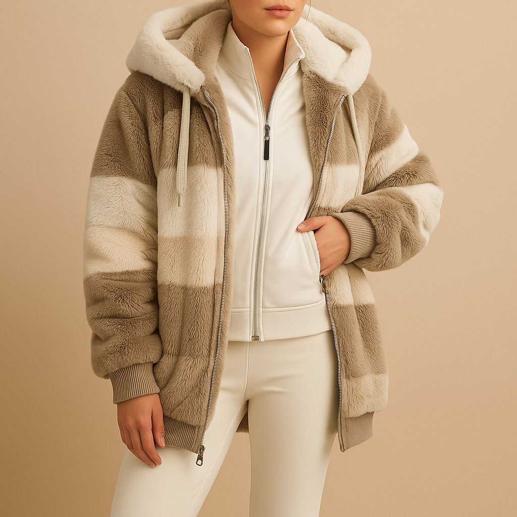 Women’s oversized vintage knitted jacket with side pockets, warm and stylish, available in six vintage-inspired colors.