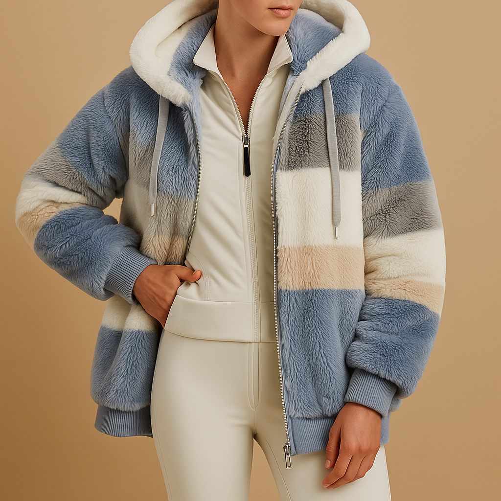 Women’s oversized vintage knitted jacket with side pockets, warm and stylish, available in six vintage-inspired colors.