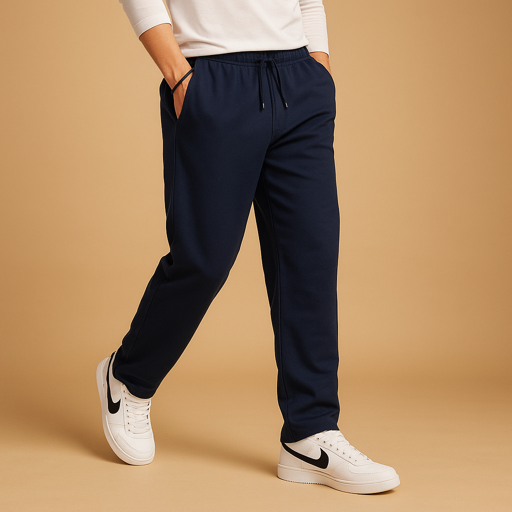 Men’s oversized wide-leg joggers made from soft cotton with adjustable drawstring waistband, ideal for lounging and casual streetwear.