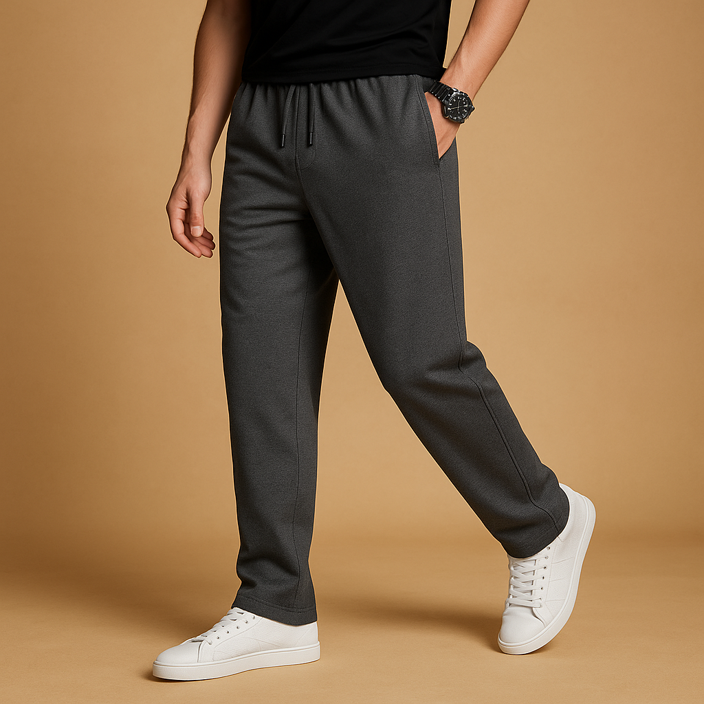 Men’s oversized wide-leg joggers made from soft cotton with adjustable drawstring waistband, ideal for lounging and casual streetwear.