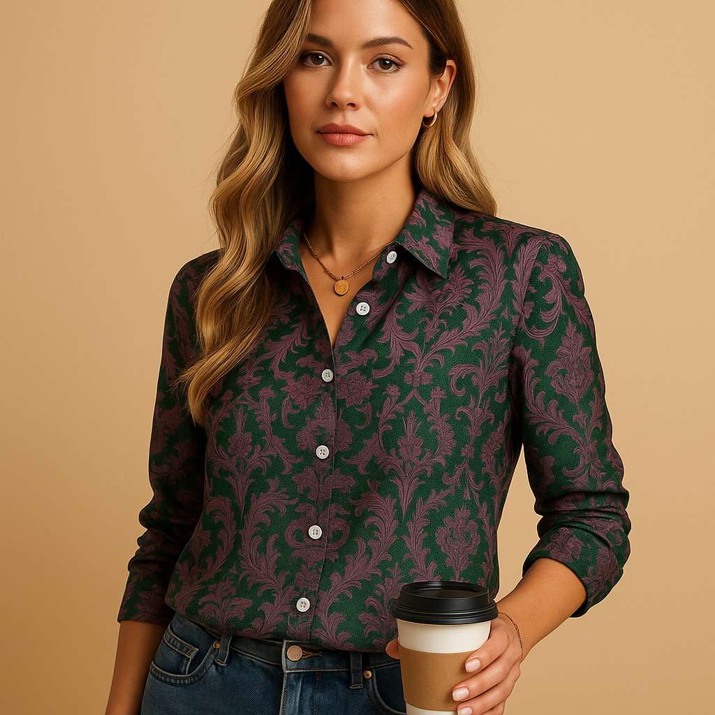 Women’s patterned blouse with a flattering fit and elegant details, styled for daily outfits and special occasions.