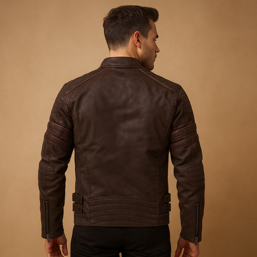 Men’s premium biker jacket with weather-resistant design and structured fit, ideal for rides, casual wear, and stylish evenings.