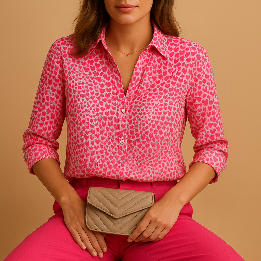 Printed blouse for women with a bold design and flattering fit, suitable for casual wear, work outfits, and elegant evening looks.