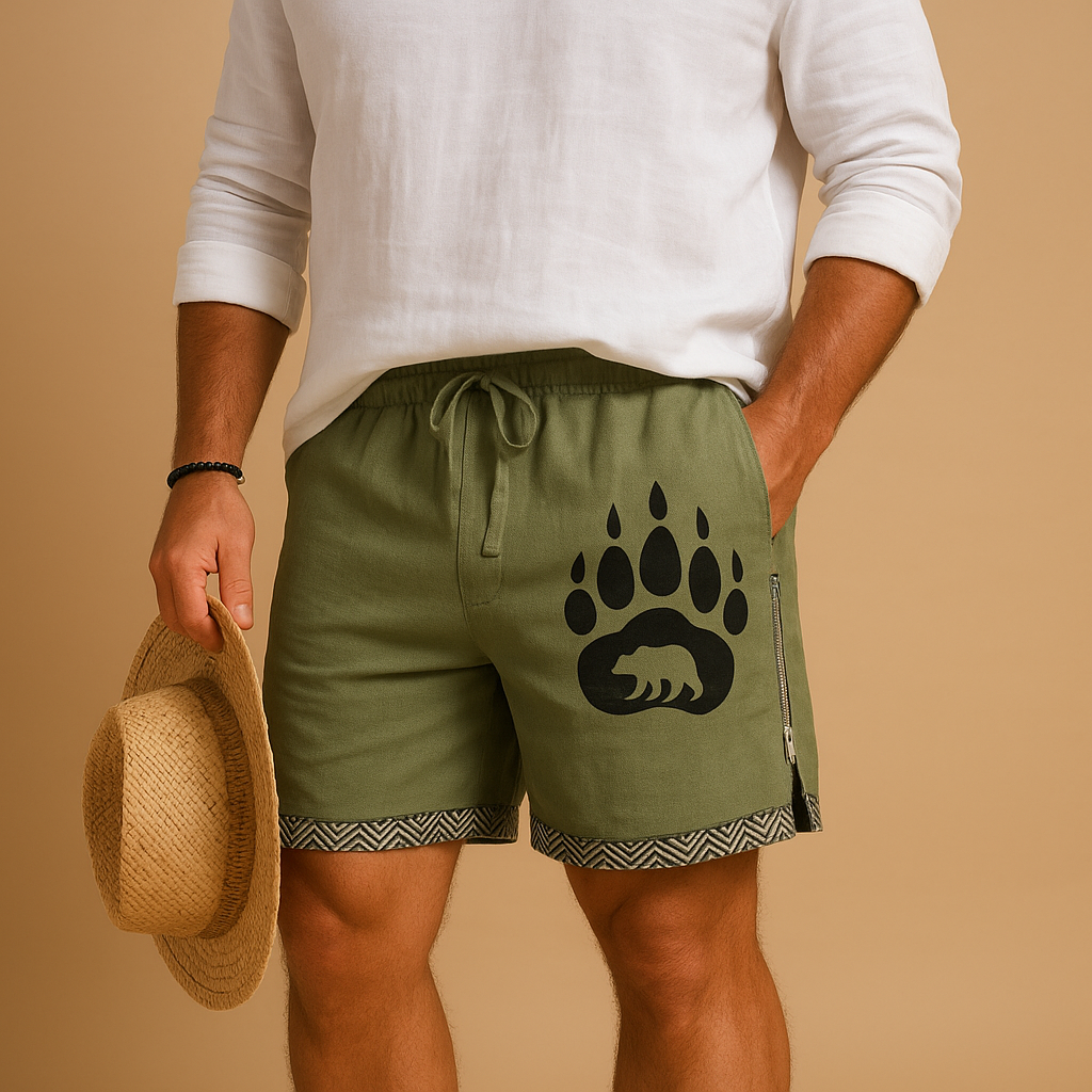 Men’s printed summer shorts with adjustable drawstring waist and breathable fabric, perfect for casual wear, vacations, and beach days.