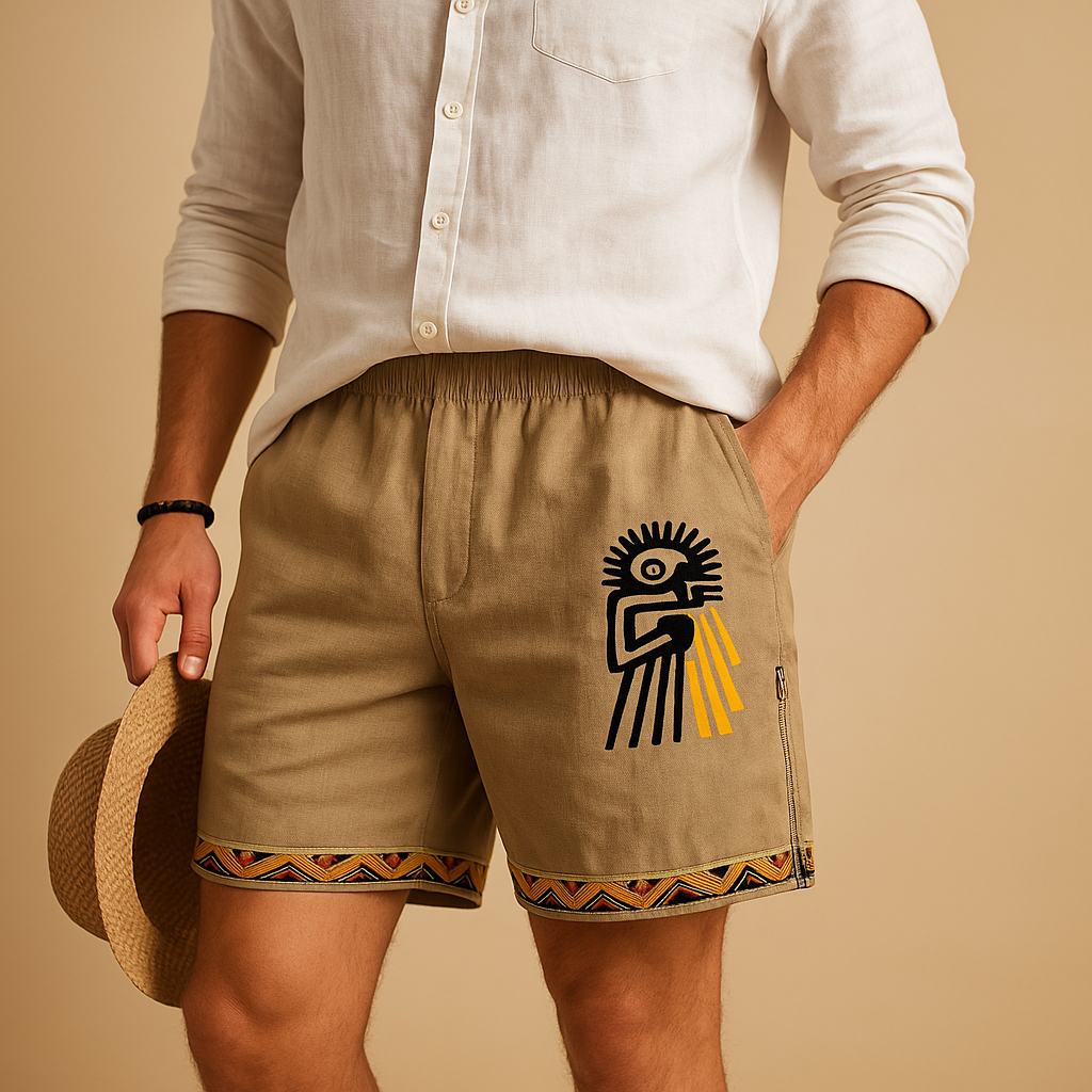 Men’s printed summer shorts with adjustable drawstring waist and breathable fabric, perfect for casual wear, vacations, and beach days.