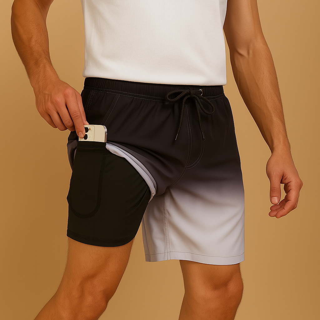Men’s quick-dry swim shorts with lightweight breathable fabric, ideal for beach, poolside, and summer vacations.