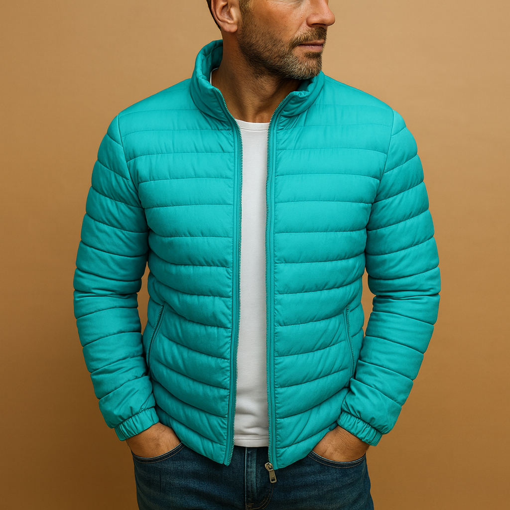 Men’s quilted summer jacket in lightweight design, stylish and comfortable, perfect for casual wear during spring and summer.