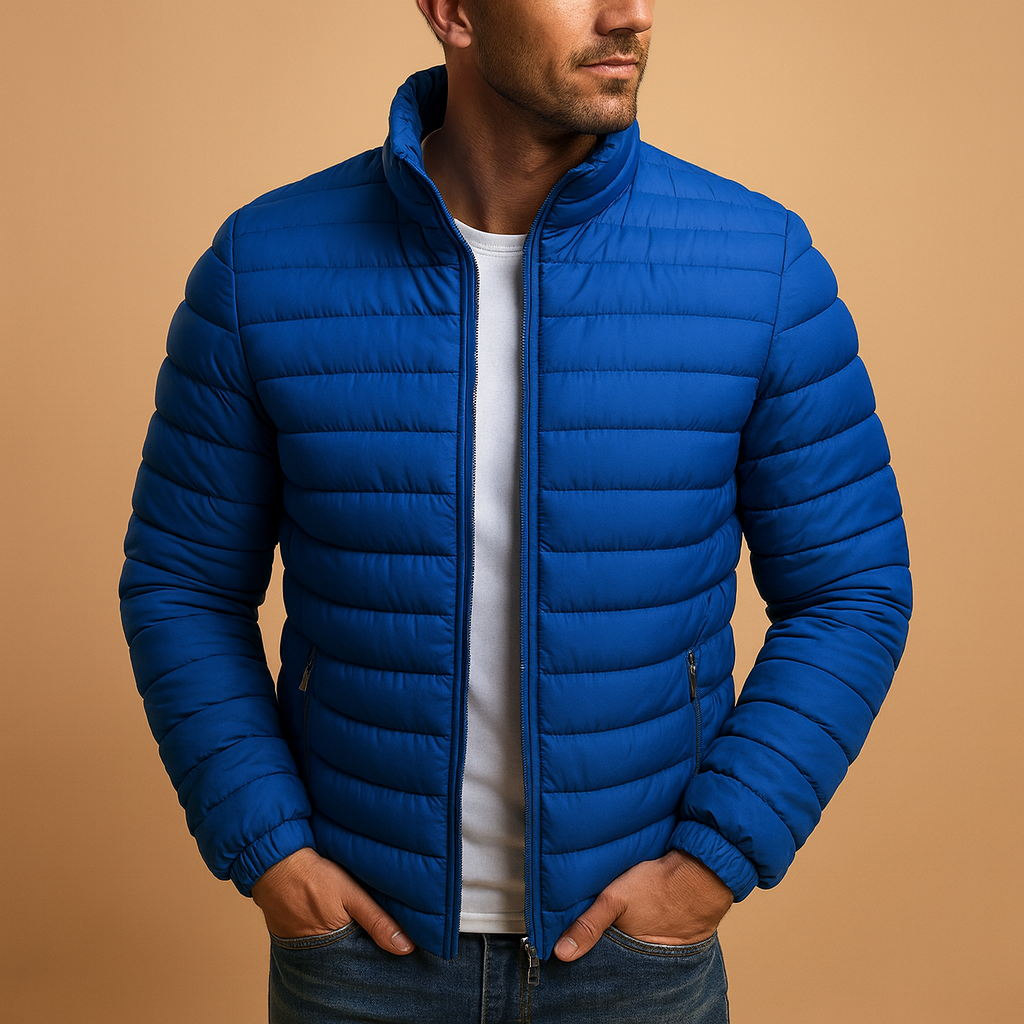 Men’s quilted summer jacket in lightweight design, stylish and comfortable, perfect for casual wear during spring and summer.