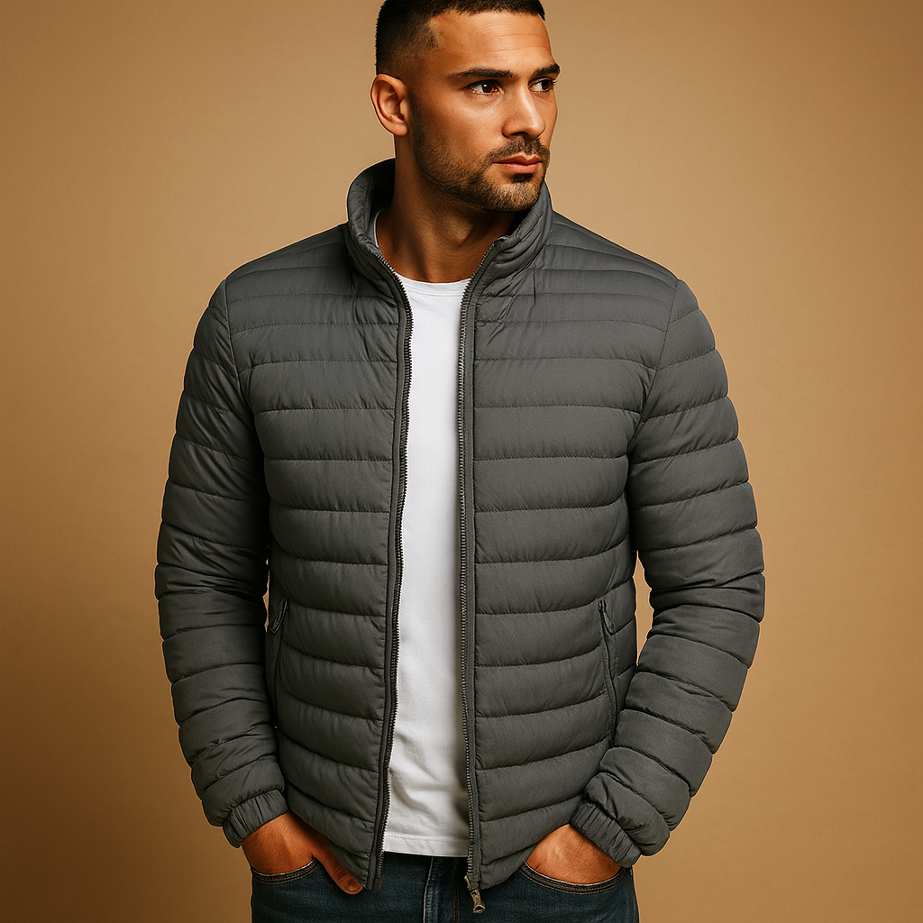 Men’s quilted summer jacket in lightweight design, stylish and comfortable, perfect for casual wear during spring and summer.
