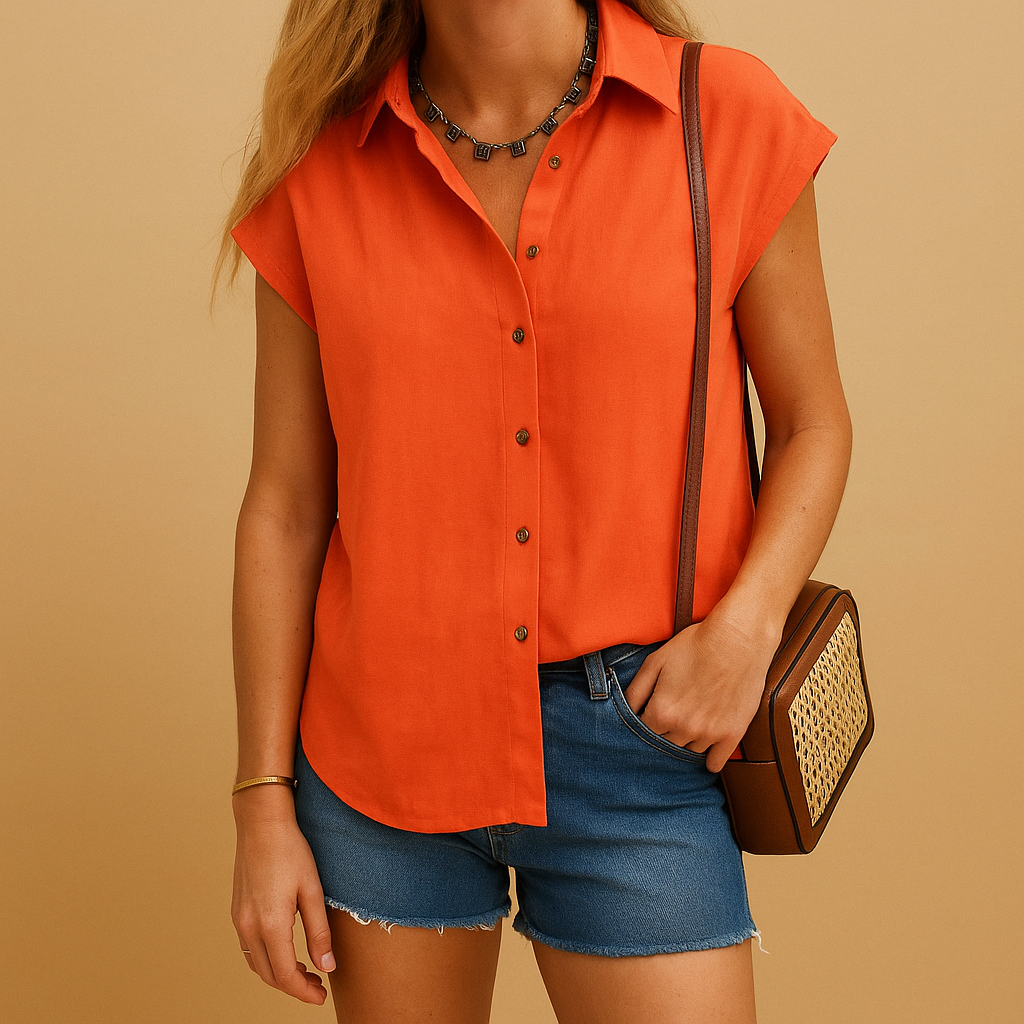 Women’s sleeveless summer shirt with a lightweight fit, suitable for warm days, casual outfits, and everyday summer wear.