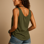 Women’s sleeveless V-neck summer top in vibrant colors with a relaxed fit and casual style, perfect for warm days.