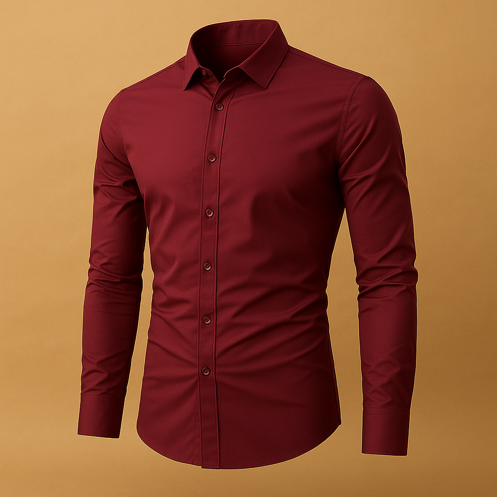 Men’s slim fit cotton shirt with turndown collar, ideal for office and casual occasions in multiple colors.