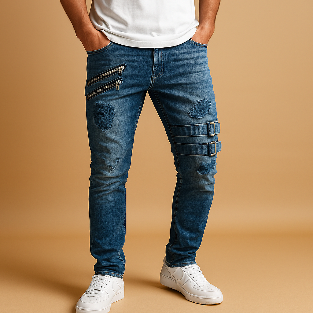 Men’s slim fit jeans with stretch design, combining comfort, durability, and modern style for both casual and smart-casual occasions.