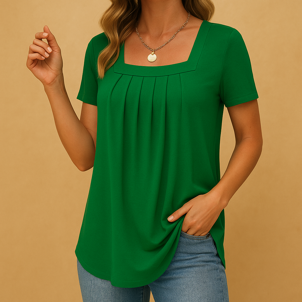 Square neck blouse for women with a relaxed fit and airy design, suitable for daily wear, work outfits, and casual styling.