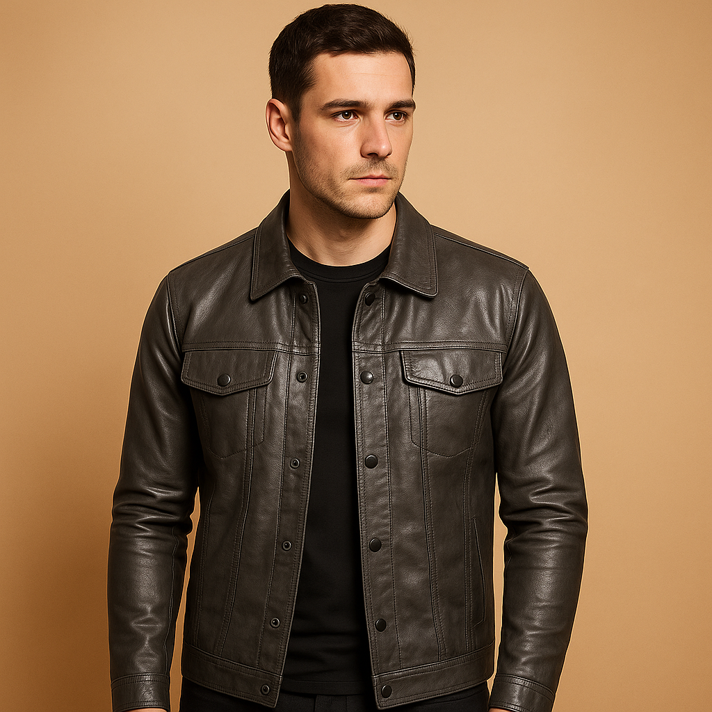 Men’s stylish biker jacket with slim fit and modern streetwear design, perfect for motor rides and everyday casual outfits.