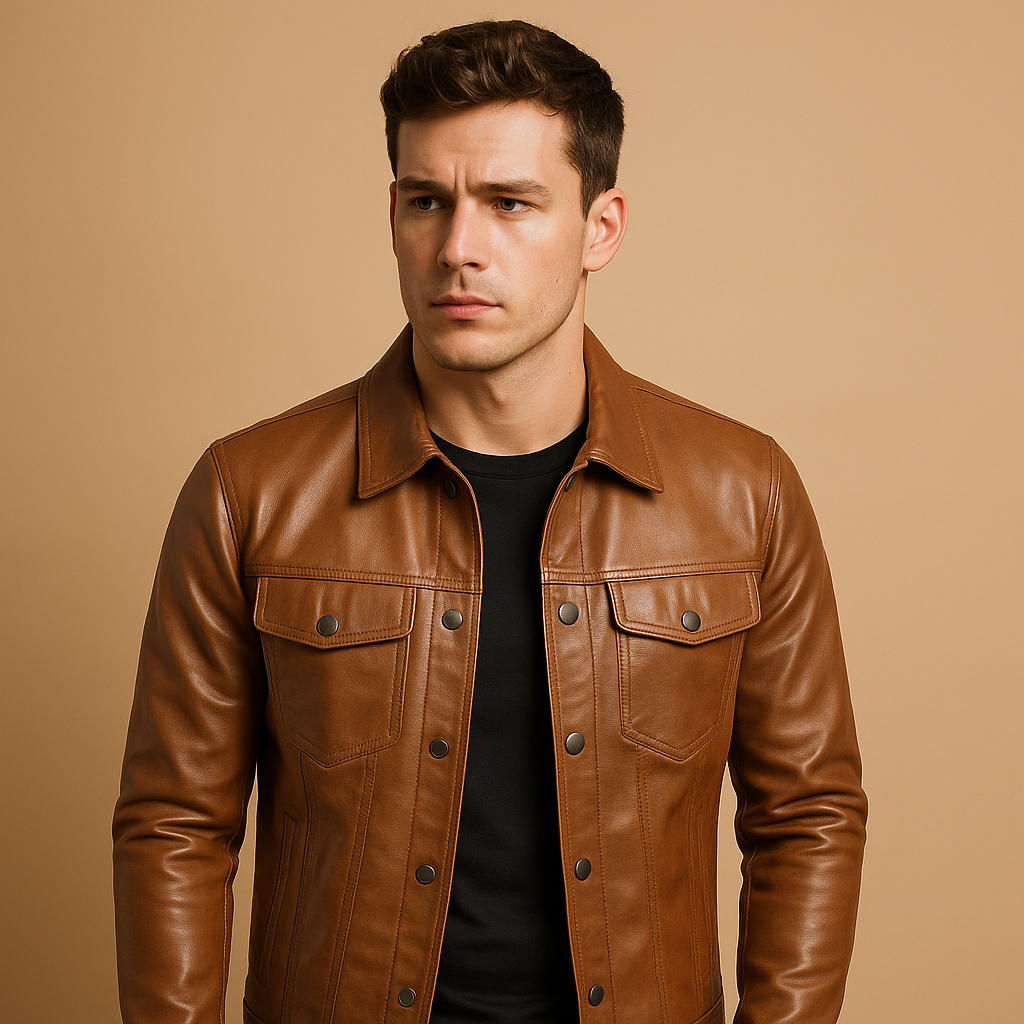 Men’s stylish biker jacket with slim fit and modern streetwear design, perfect for motor rides and everyday casual outfits.