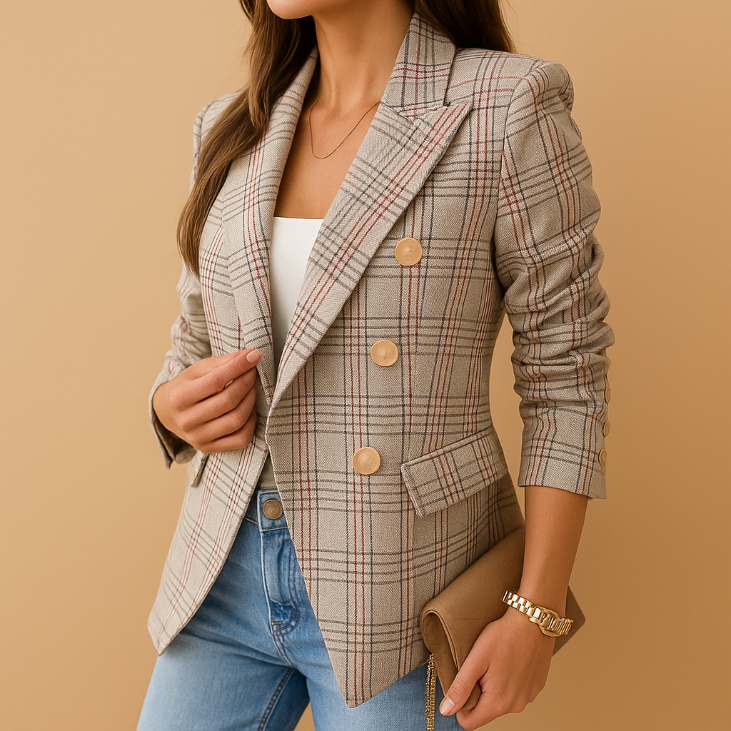 Tailored women’s blazer with elegant detailing and functional pockets, perfect for work, events, and stylish daily outfits.