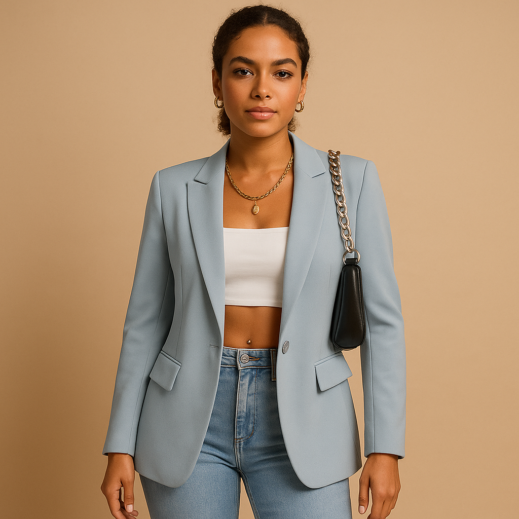 Elegant tailored blazer for women with a flattering fitted silhouette, ideal for office, formal, and casual chic outfits.