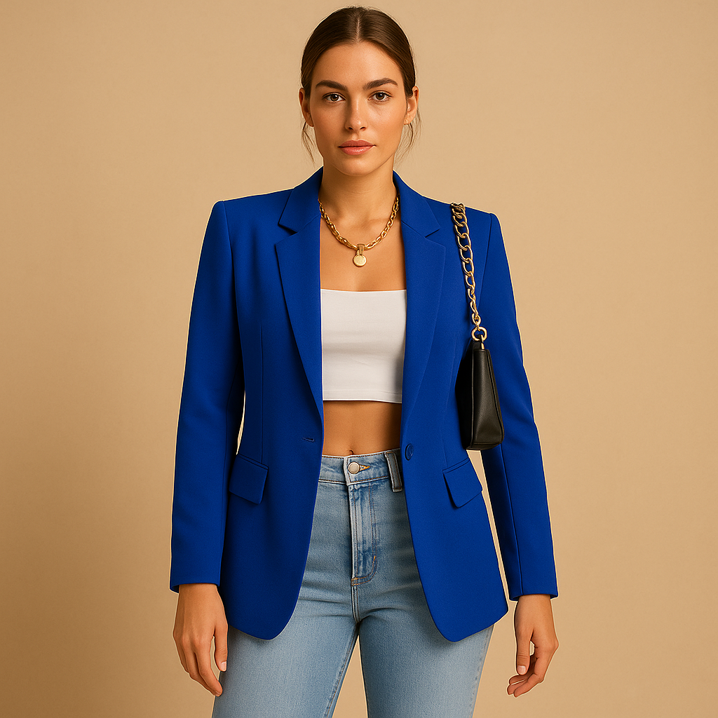 Elegant tailored blazer for women with a flattering fitted silhouette, ideal for office, formal, and casual chic outfits.