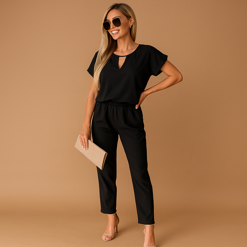 Tailored elegant jumpsuit for women with refined silhouette, perfect for business meetings, dinners, and formal occasions.
