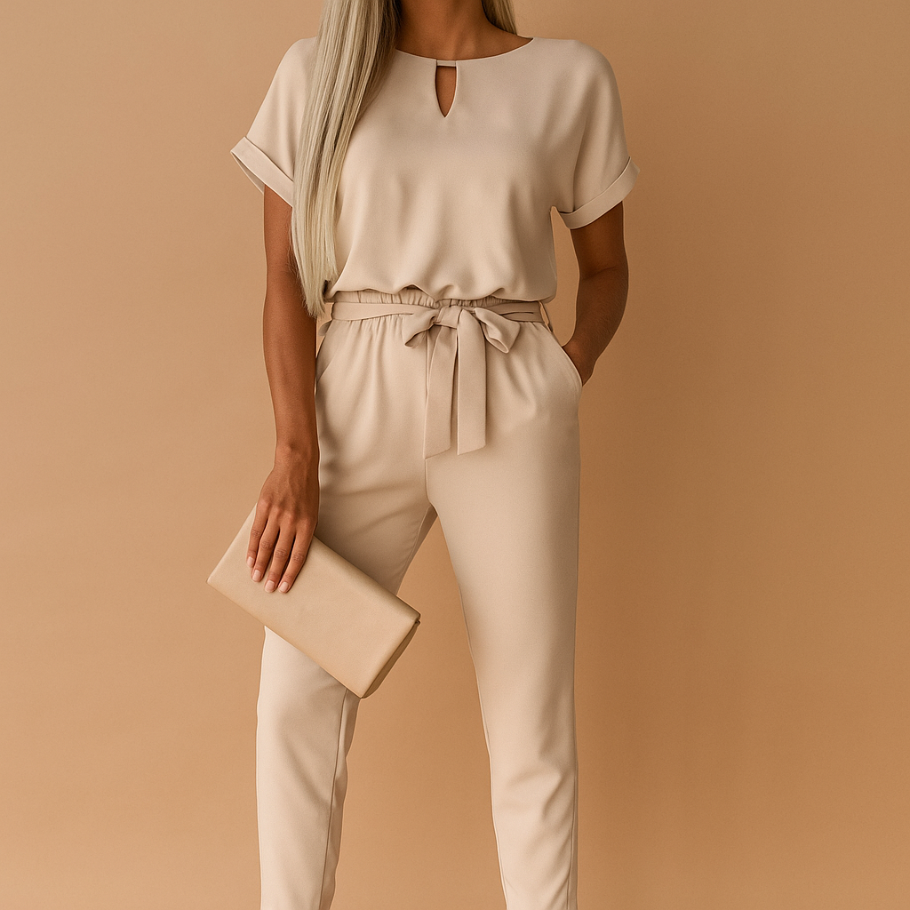 Tailored elegant jumpsuit for women with refined silhouette, perfect for business meetings, dinners, and formal occasions.
