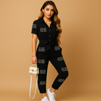 Tailored one-piece jumpsuit for women with refined button closure and flattering silhouette, perfect for office wear and evening outings.