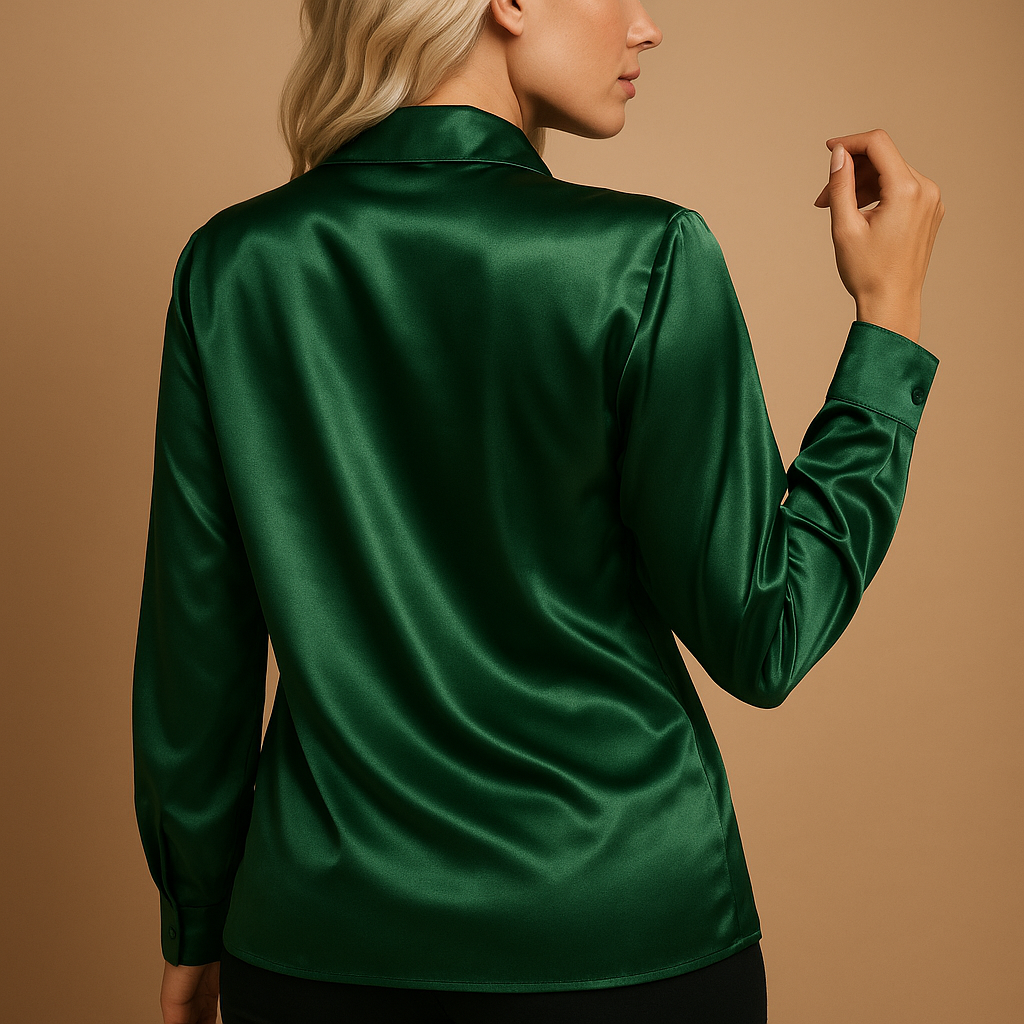 Women’s lightweight blouse with a classic collar and airy fit, styled for work, casual outings, and elegant everyday looks.