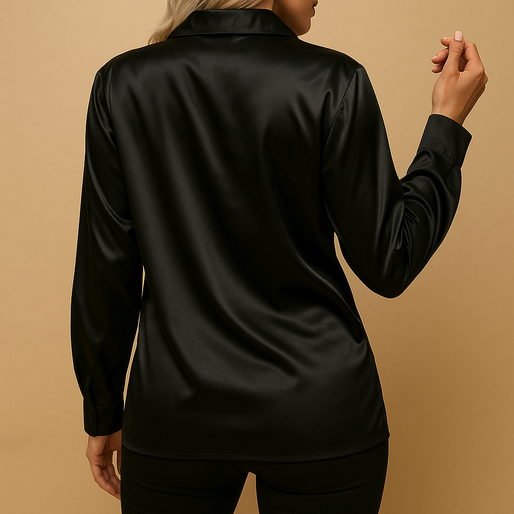 Women’s lightweight blouse with a classic collar and airy fit, styled for work, casual outings, and elegant everyday looks.