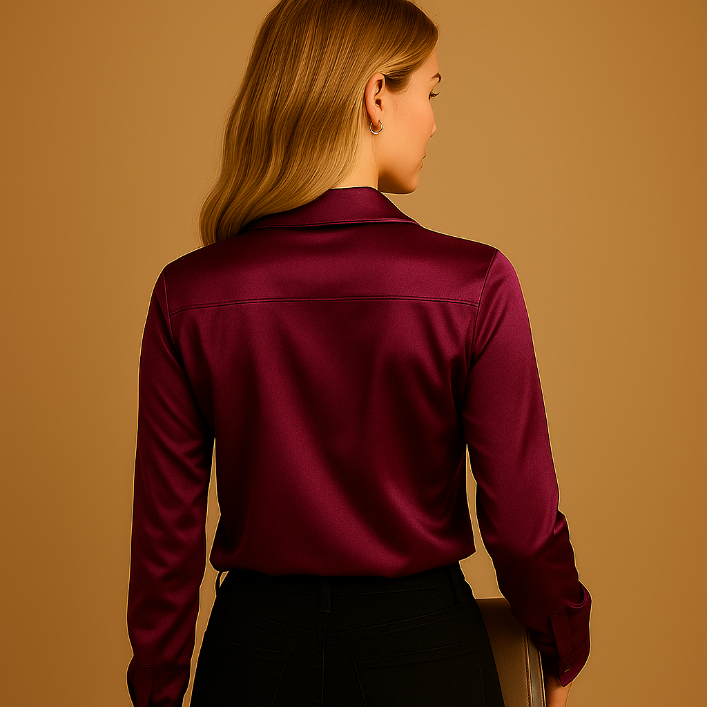 Women’s lightweight blouse with a classic collar and airy fit, styled for work, casual outings, and elegant everyday looks.
