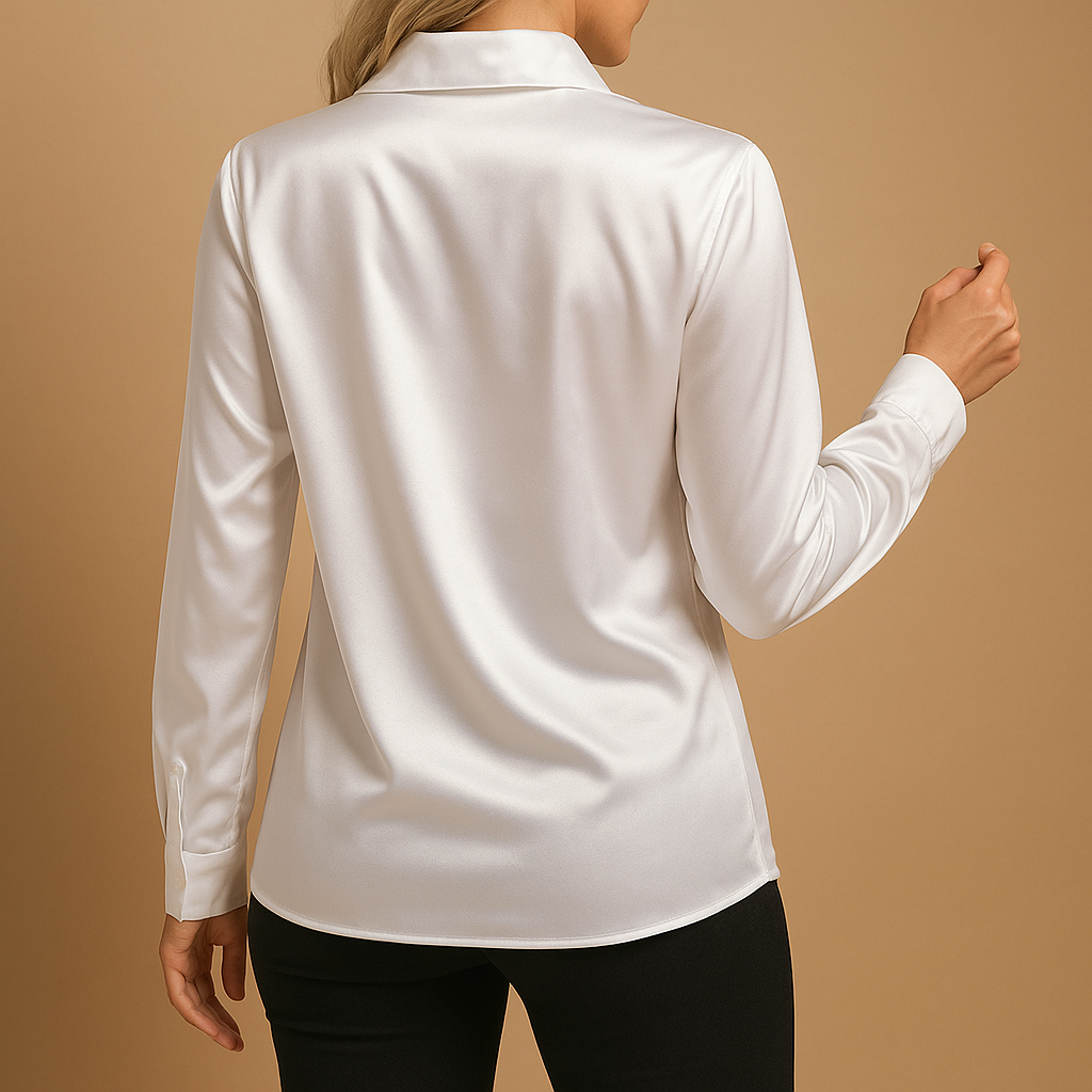 Women’s lightweight blouse with a classic collar and airy fit, styled for work, casual outings, and elegant everyday looks.